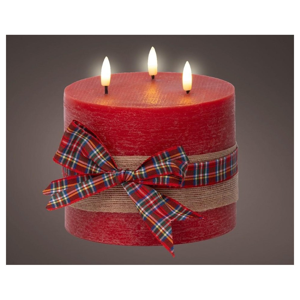 CANDELA LED 3 FUOCHI ROSSO H.15CM.